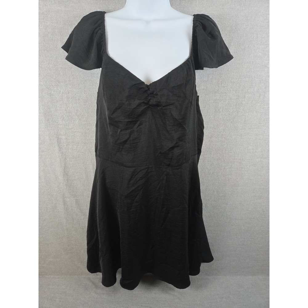 Hollister L Black Ruffle Sleeve Mini Dress Flowy Whimsigoth Vamp Festival NEW